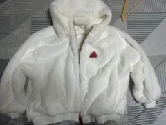 Adidas ホワイトフリースジャケット フード付き