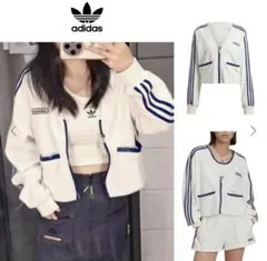 adidasクロップ タオルテリー カーディガン