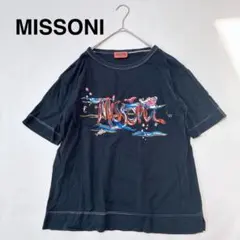 ミッソーニ オレンジタグ 半袖Tシャツ グラフィックプリント イタリア製 黒のサムネイル