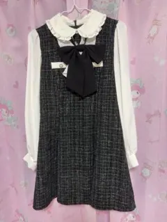 Ank Rouge ラッフルフリルツイードワンピース 長袖 地雷系 量産型