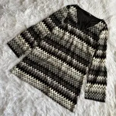 CALM カーム チュニック 長袖 Vネック M ブラック ホワイト シルバー