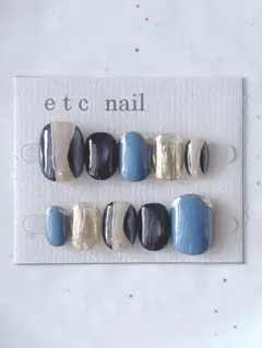 No.577ベリーショート　ネイルチップ　ブルー　キラキラ　マグネット　春ネイル