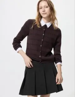 【新品タグ付き】UNIQLO メリノリブクルーネックショートカーディガン