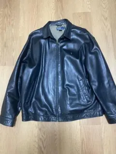 90s Ralph Lauren ブラック レザースウィングトップXL