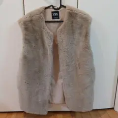 ZARA ベージュ ファーコート 13-14