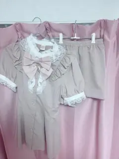 Secret Honey アクセサリーリボンレースフリル半袖セットアップ