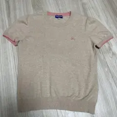 バーバリーブルーレーベル　半袖ニットセーター　ピンクホース刺繍　サイズ38