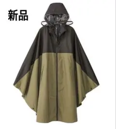 ワークマン レディース高撥水レインポンチョ　カーキ×ブラック ③