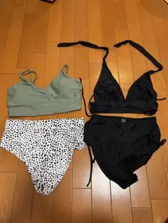 オリーブグリーン・ブラック セパレート水着