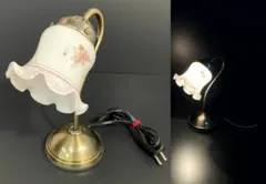 アンティーク調 テーブルランプ 昭和レトロ ガラスシェード フリル 花柄 卓上のサムネイル