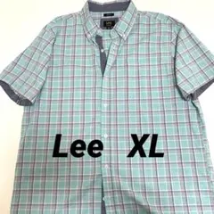 Lee 半袖シャツ チェック柄 メンズ XL グリーン　グレーのサムネイル