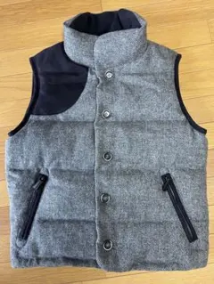 グレー ダウンベスト ウール混紡