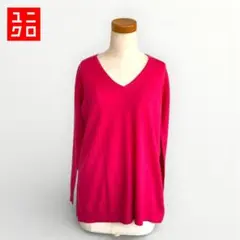 ユニクロ✨️ウール100% Vネックニット M ピンク