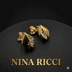 極美品 NINA RICCI ニナリッチ イヤリング ゴールド ラインストーン