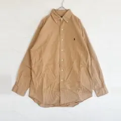 ラルフローレン BLAKE ボタンダウンシャツ ベージュ S オーバーサイズ