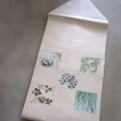 薄ピンク 植物柄 名古屋帯（未使用品）