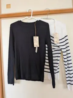 コットン・シルク クルーネックセーター 2点セット