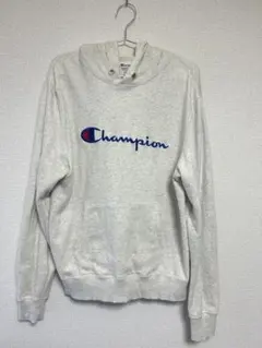 Champion フード付きスウェット XL 白　グレー