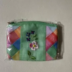 韓国風刺繍花柄ポーチ