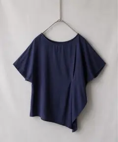 スピックアンドスパン　半袖シルク変形オーバーブラウス　ブルーのサムネイル