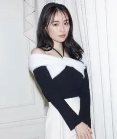 snidel オフショルダーリボンニット