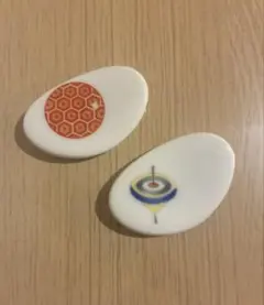 【美品】香蘭社 箸置き 2個セット ペア 手まり 独楽 縁起物 和柄のサムネイル