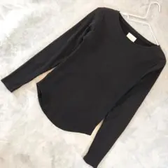 Ungrid クルーネックニット バックシャン 長袖 ブラック サイズフリー