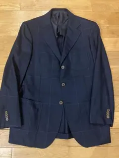 beams f ネイビー チェック柄 テーラードジャケット