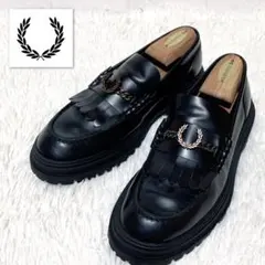 ✨美品✨フレッドペリー タッセルローファー チェーン チャーム　厚底　レザー　黒のサムネイル