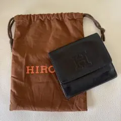 HIROFU（ヒロフ）本革レザー二つ折りミニコンパクト財布　ネイビーのサムネイル