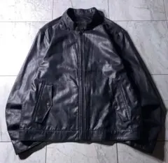 OLD GAP 短丈 フェイクレザー ハリントンジャケット スイングトップ 黒のサムネイル