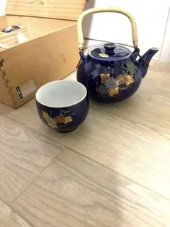 有田焼　紺色 陶器 急須と茶碗セット