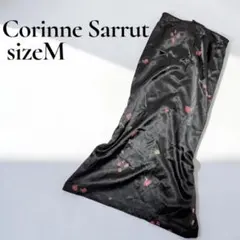 コリーヌサリュー 薔薇柄 ロングスカート M トゥモローランド 日本製　黒のサムネイル
