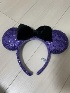 紫色スパンコール ミッキー型カチューシャ