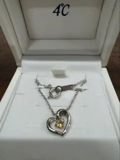 4℃ シルバー オープンハート シトリンネックレス