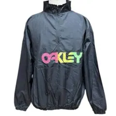 80s 90s オークリー アノラック ハーフジップ ナイロンジャケット 黒