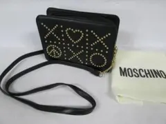 R111 MOSCHINO モスキーノ リベット ショルダーバッグ ブラックのサムネイル
