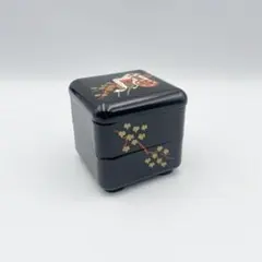 【縁起物】和風 漆器 輪島塗風 二段小箱 御所車 小物入れ 重箱
