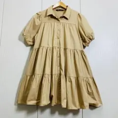 美品 ZARA ザラ　ティアードフレアシャツワンピース チュニック