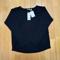 カシミヤ100% ブラック 長袖ニット L