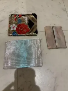 和装小物 3点セット ポーチ 着物 浴衣　ティッシュケース　小物入れ　帯リメイク