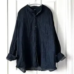 【3XL】UNIQLO デニムオーバーサイズスタンドカラーシャツ