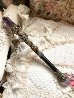 高級ローズウッド仕様 クリスタル ヒーリングワンド（魔法の杖／チャクラ活性） 訳あり】高級ローズウッド クリスタル ヒーリングワンド 魔法の杖