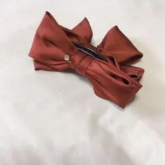リボン　レッド　秋　冬　バレッタ　ヘアピン　髪留め