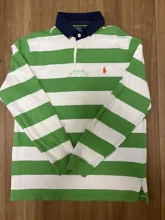 ポロ・ラルフ・ローレン 緑白ストライプ ポロシャツラガーシャツ