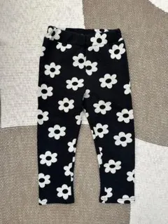 BeedesBee 裏起毛 花柄モノトーンレギンスパンツ100 ビーデスビー