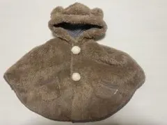 petit main フード付きブラウンポンチョ