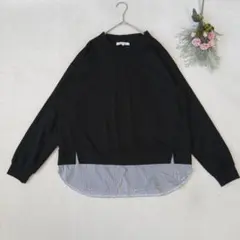 【アンティクローズ】トップス　重ね着風　長袖　Fサイズ　黒