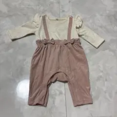 ロンパース・カバーオール フリル付き 70 ベロア素材