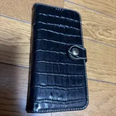 iPhone15ProMAX用 手帳型ケース クロコダイル調 ブラック